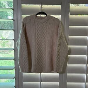 TRUTH Fisherman Cream Cable-Knit Crewneck Sweater